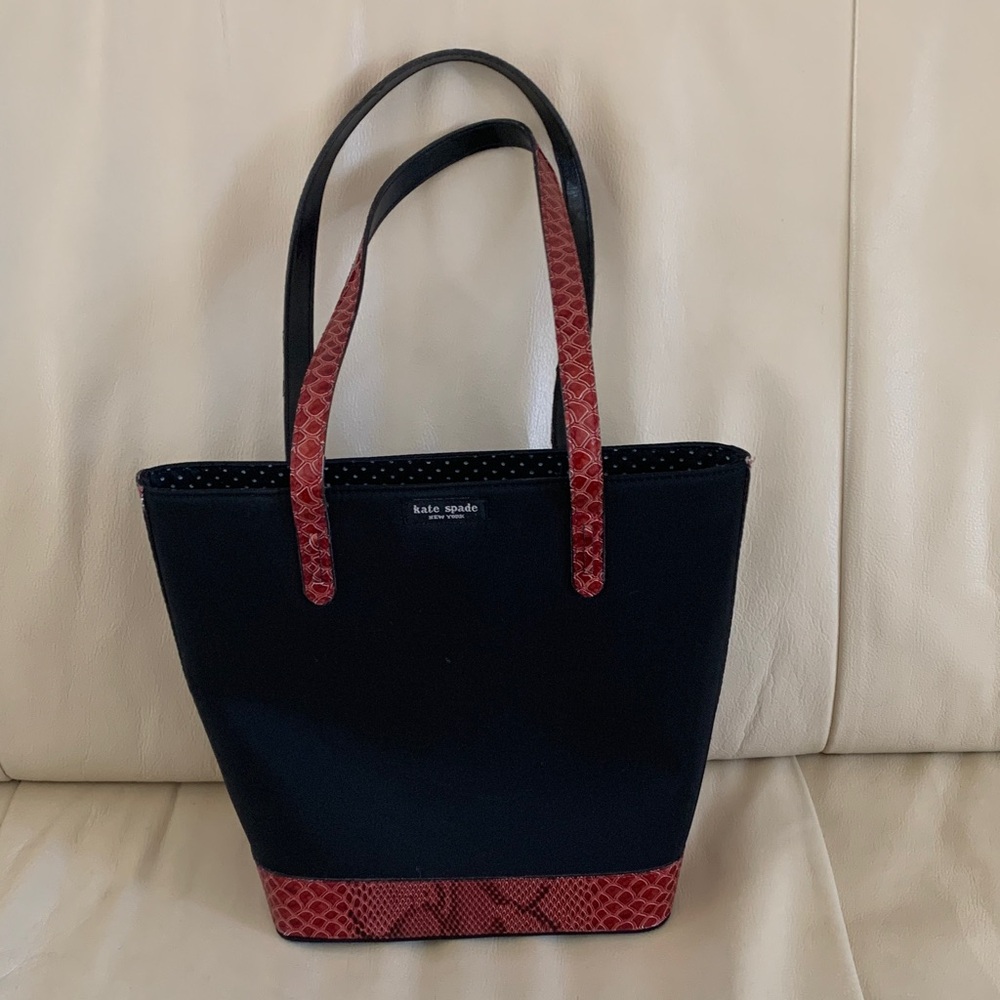 Kate Spade Black Tote with Red Accents